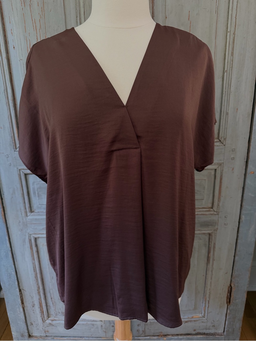 InWear Randal V-Neck Short Sleeve Top in Brown NWT size 14